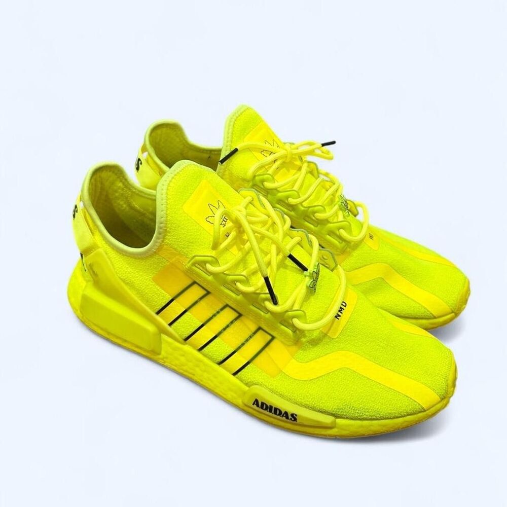 Adidas NMD R1 V2 Solar Yellow Black H02654 Mens Size 12 Neon Running Shoes